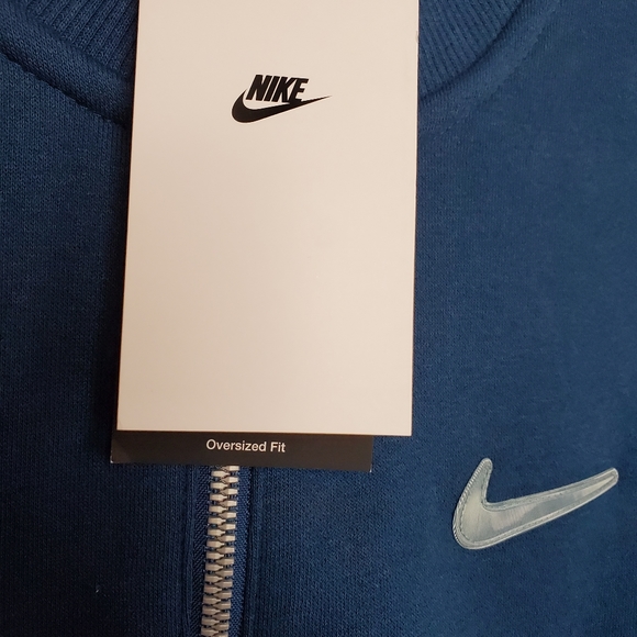 Nike Swoosh fleece half zip oversized sweatshirt teal blue womens - Picture 7 of 7